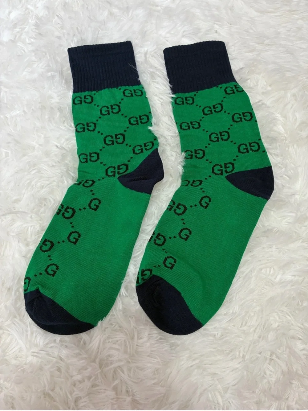 Gucci Green & Black Monogram Crew Socks